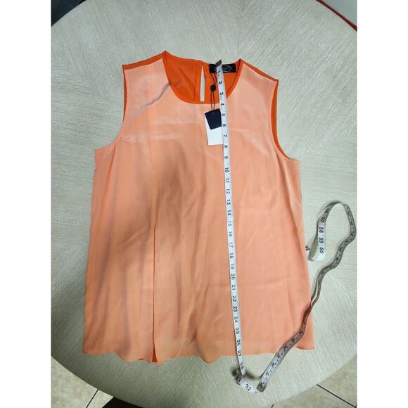 Magaschoni Ny Women's 100% Silk Sleeveless Blouse Coral & Orange Nwt Size 8 - Picture 8 of 9